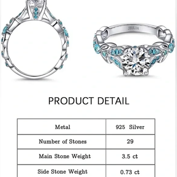 Jeulia aquamarine ring 29 stones - Picture 3 of 4